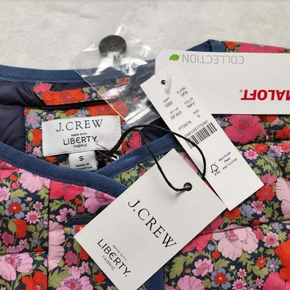 New women's S J Crew quilted lady jacket in Liberty Meadow Song floral - Picture 4 of 12